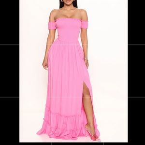 Off the shoulder Maxi dress “pink “